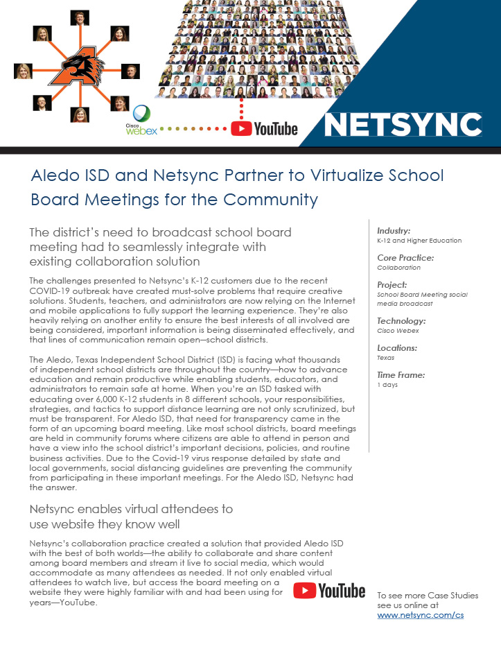 Aledo ISD and Netsync Partner to Virtualize School Board Meetings for the Community