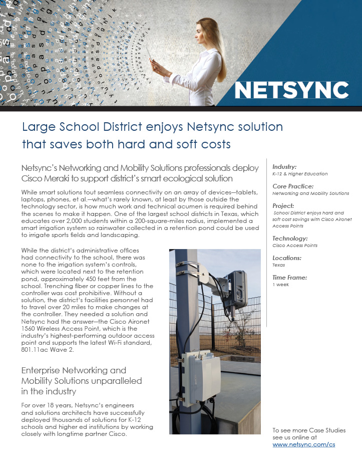 Large School District enjoys Netsync solution that saves both hard and soft costs