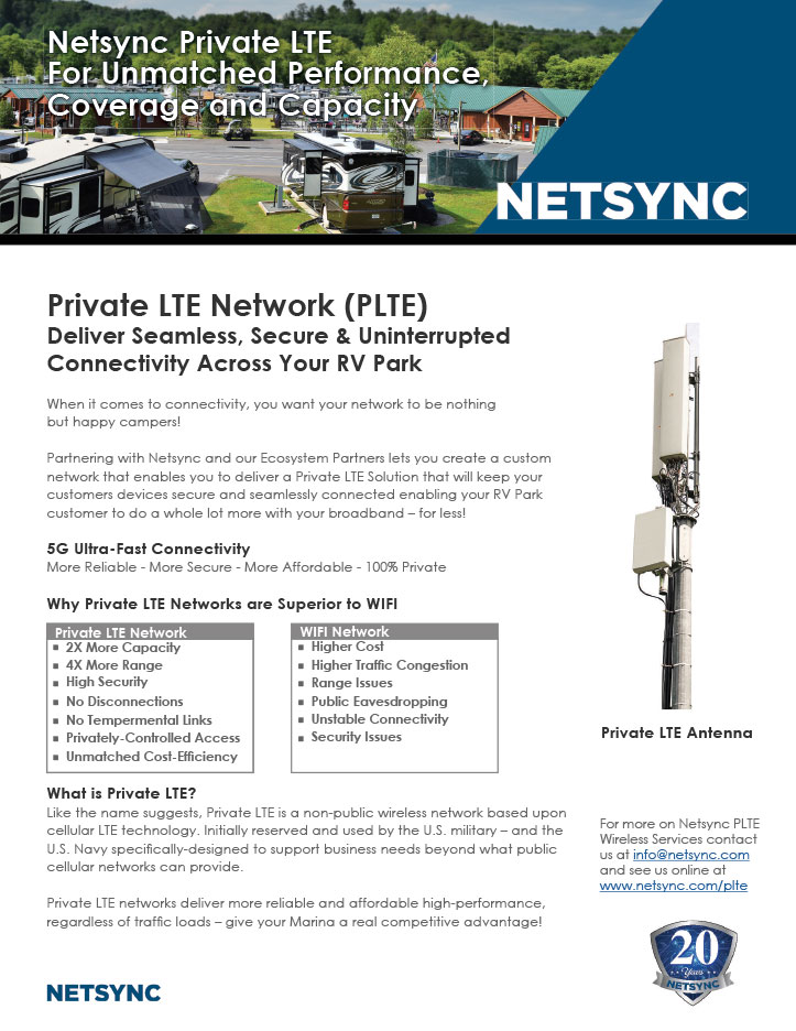 Private LTE Network (PLTE) for RV Parks